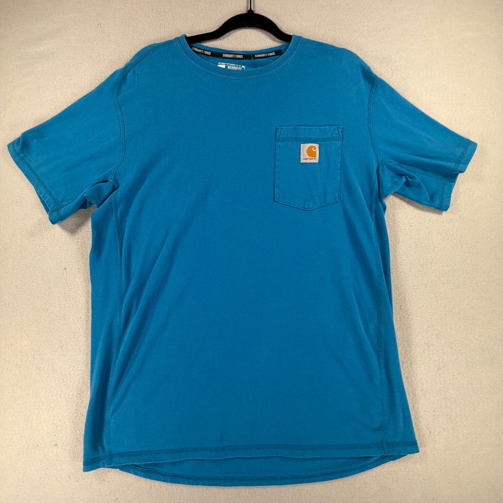 Carhartt Force Relaxed Fit Short Sleeve T-Shirt Mens Large Blue Work TK4616-M
